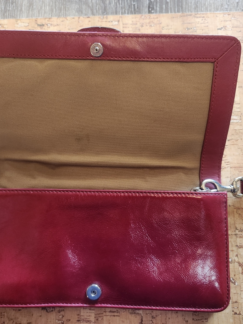 Coach Cherry Red Leather Wristlet with Silver Buckle - Picture 4 of 9